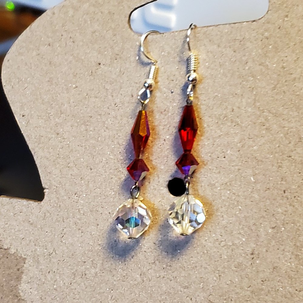Silver Tone Hook Czech Glass Bead Dangle Earrings Tony Alexander Jewelry Artisan